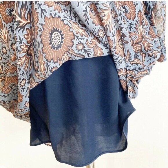 Cabi Provincial Dress Sheer Sleeve Bohemian Floral Sz Small Blue 3295‎ - Picture 7 of 9